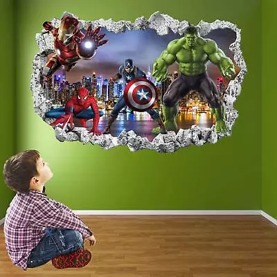 Marvel Superhero Wall Decor: Spiderman Iron Man Hulk & Captain America Decals • £3.99