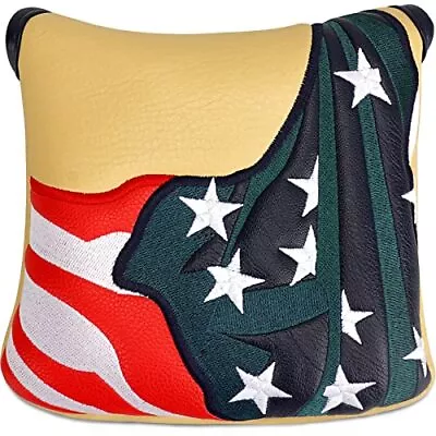 Golf Large Mallet Putter Headcover Square Putter Cover Magnetic Star Stripes • $19.37