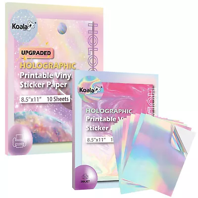 Koala Printable Vinyl Sticker Paper Holographic Glossy Waterproof Rainbow / Star • $8.99