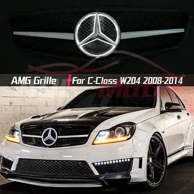 Chrome Black AMG Grille W/LED Star For Benz C-Class W204 2008-14 C180 C280 C350 • $109