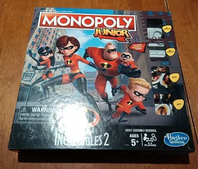 Monopoly Junior The Incredibles 2  Edition Board Game Complete  • $7.99