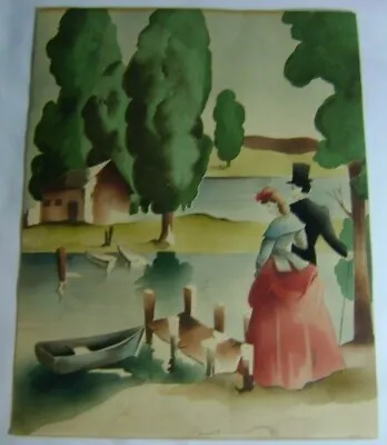 BERNARD PICTURE CO 1948 WATERCOLOR Airbrush Painting  Gone With The Wind  Image  • $89.99