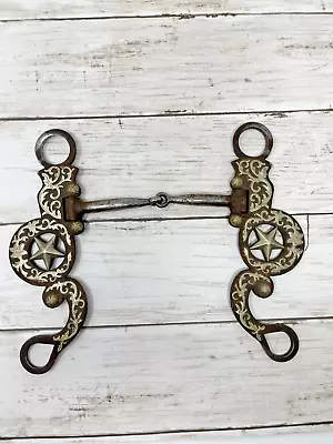 Vintage Shank Snaffle Iron Bit With Silver Inlay 4 3/4  Copper Mouth / 8  Cheek • $145