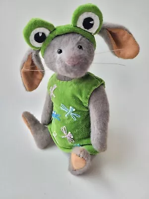 Hand Made Jointed Teddy Rabbit/Bunny 7 Dressed In The Frog Mask Artist Rabbit • £77.21