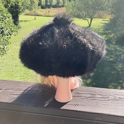 Vintage Betmar  Womens New York  French Beret Hat Black Faux Fur • $13.21