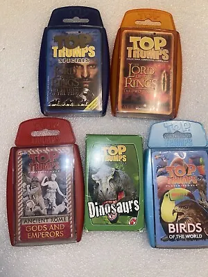 Top Trumps Bundle Lord Of The Rings Gods & Emperors Birds Of The World Dinosaurs • £12