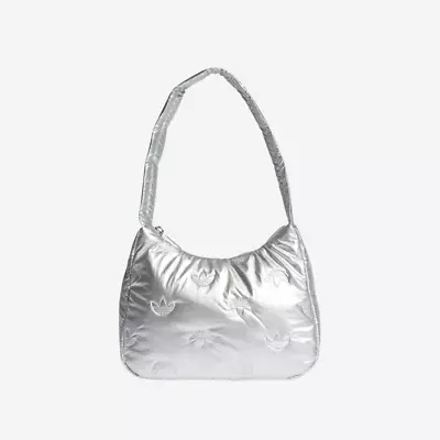 Adidas Puffy Satin Mini Shoulder Bag Silver Metallic • $164.13