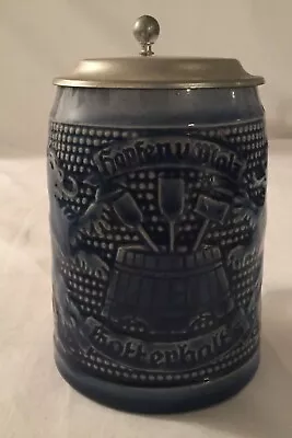 Marzi & Remy Hopfen Und Malz Gott Erhalt's Cobalt Blue Lidded Stein • $29.99