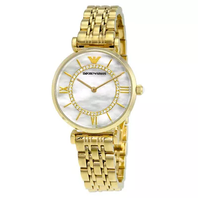 Emporio Armani Gianni T-Bar Gold Mother Of Pearl Dial Womens Wrist Watch AR1907 • $175