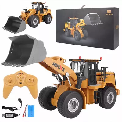 1:16 Remote Control Front Loader RC Bulldozer Toy 11WD Construction Vehicle Car • £37.49