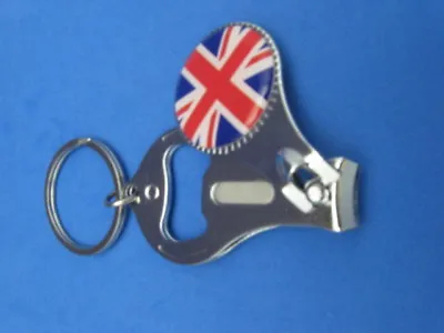 Union Jack British Flag United Kingdom Key Ring Nail Clipper Bottle Opener #251 • £14.45