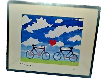 Framed Photo Of Fabric Art  I Bike You  • $19.99