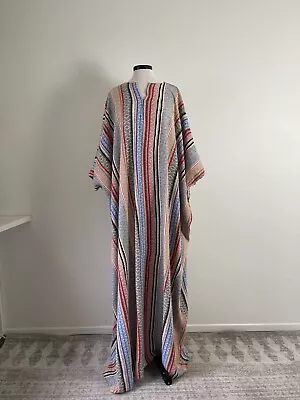 Vintage Hand Made Kaftan Abaya Mumu Dress Baja Heavy Knit Woven Cover Up LONG • $79.60