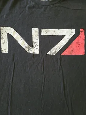 Mass Effect 3 N7 Video Game Logo Official Promo Black T-Shirt Size XXL Gamestop • $15.70