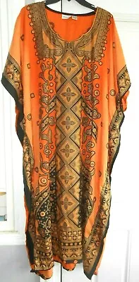 SALE SANTE MUU MUMU 1X 2X 3X KAFTAN CAFTAN HOUSE DRESS Orange Black MICROFIBER • $13.99