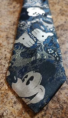 Vintage Mickey Mouse Tie Cervantes The Walt Disney Company Blue Silver Paisley • $6.69