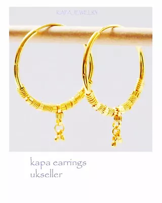 22 Ct Gold Plated Hoop Earring Indian Asian Ethnic DESIGNER Fashion Jewelry • £9.95