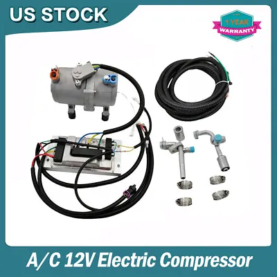 12V A/C Electric Compressor Sets For AC Air Conditioning Car Truck Bus Auto • $474.99