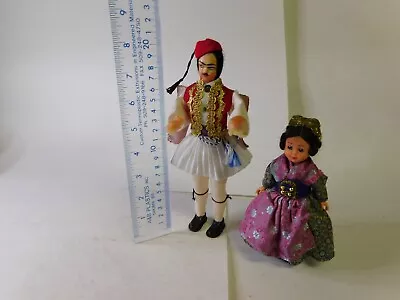 Turkish Moroccan Dolls Man & Woman Couple Fez Brocade Fabrics H/P Faces • $10.97