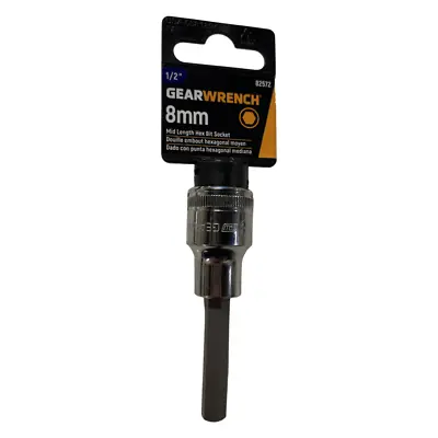 GearWrench 1/2  Drive Mid Length 8mm Hex Bit Socket 82572 • $10.10