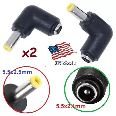 2-Pack DC Power 5.5x2.1mm (F) To 5.5x2.5mm (M) Right Angle Converters • $6.30