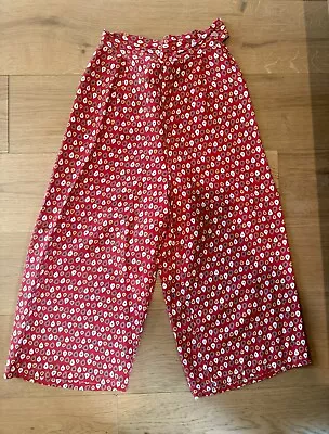 1940s Vintage Red Avocado Wide Leg Lounge Pajama Pants Side Buttons • $155