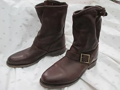 Vintage Shoe Company Brown Leather Engineer Biker Boots USA Made 7.5 US Harness • $78