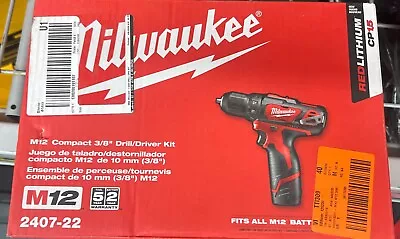 Milwaukee 2407-22 M12 12 Volt 3/8 Inch Cordless Drill/Driver Kit • $75