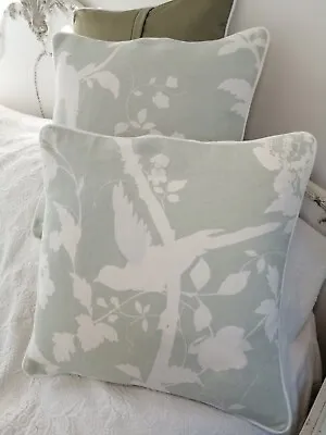 Laura Ashley Farleigh Oriental Garden Eau De Nil FABRIC Cushion Cover Piped  16” • £19.50