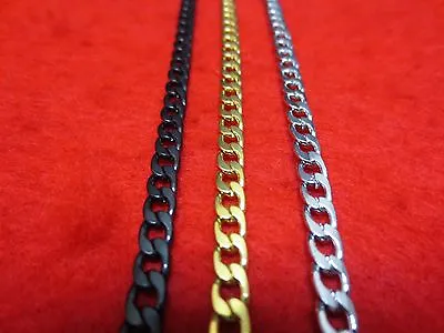 16 -48  Men Stainless Steel Gold-Silver-Black -Plated 5mm Curb  Cuban Chain • $7.27