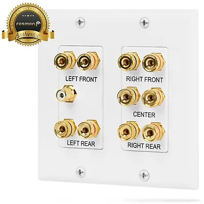 Fosmon 2 Gang 5.1 Surround Sound Wall Plate Gold 5 Pair Copper Binding Post • $17.99