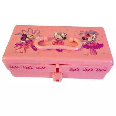 Vintage Disney Minnie Mouse Makeup Jewelry Case With Mirror Pink Retro • $35.90