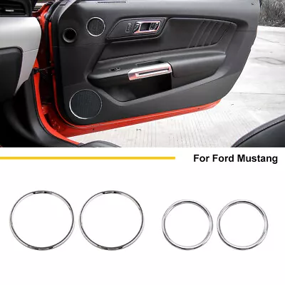 4PCS Interior Door Speaker Decor Ring Cover Trim For Ford Mustang 15+ Chrome ABS • $29.64