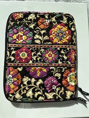 Vera Bradley IPad/Tablet Sleeve Case Zip Cover Quilted Black  With Flowers • $20