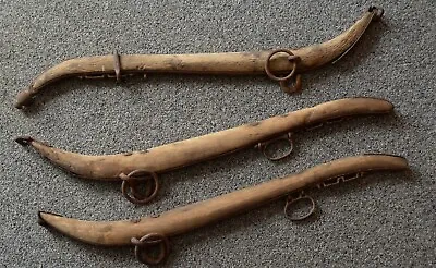 Primitive Rustic Antique Horse Hames Mule Collar Yoke Wood & Cast Iron 3 Pcs • $34.95