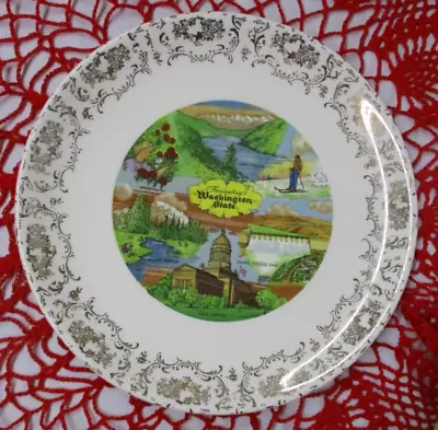 Vintage  Washington State  Collector's Plate - Gold Scroll Design On Rim -9 1/4  • $8