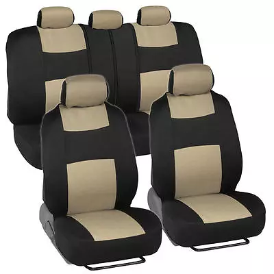 Car Seat Covers For Chevrolet Malibu 2 Tone Beige & Black W/ Split Bench • $30.99