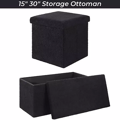15  30  Storage Ottoman Cube Storage Footstool Sofa Bench Folding Footrest Seat • $29.88