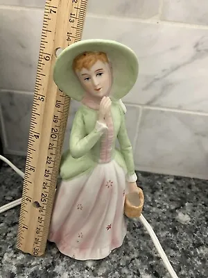 Vintage  I. W. RICE & CO Porcelain  Victorian Lady Lamp 6.5” High Beautiful • $18