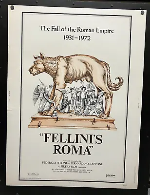 Original 1972 FELLINI'S ROMA 30 X 40 Theatre Movie Poster Federico Fellini • $45