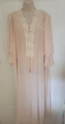  Vintage Flora Nikrooz L Blush Pink Sheer Long Robe  SZ M/L • $59.99