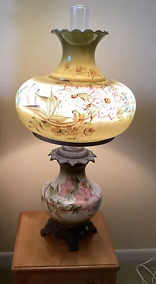 Vintage Gone With The Wind Hurricane Parlor Lamp Hand Painted • $149.99