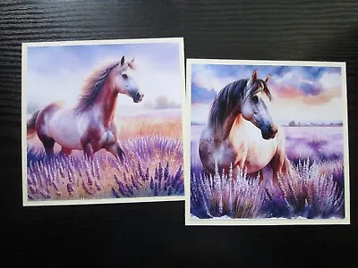 NEW === 2 X  WILD HORSES IN LAVENDER FIELDS   Card Toppers • £1.30