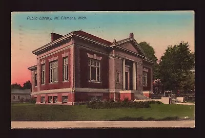 Postcard :  Michigan - Mt Clemens Mi - Public Library 1909 • $4.49