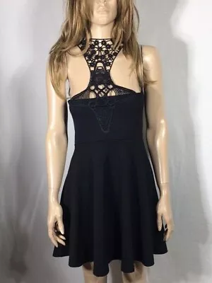 Junior's NWT Material Girl Black Sleeveless Illusion Neckline Dress Size M • $26.99