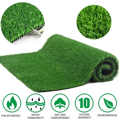 Artificial Grass Mat Astro Turf Realistic Fake Lawn Green Garden Soft Carpet UK • £6.99