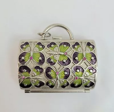 Judith Leiber For Neiman Marcus Enamel Butterfly Trinket Box Coin Purse Keychain • $13.56