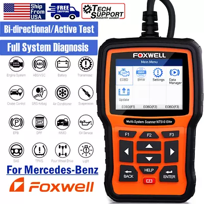 $142 • Buy For MERCEDES BENZ OBD2 Scanner Bidirectional All System Scan Foxwell NT510 Elite