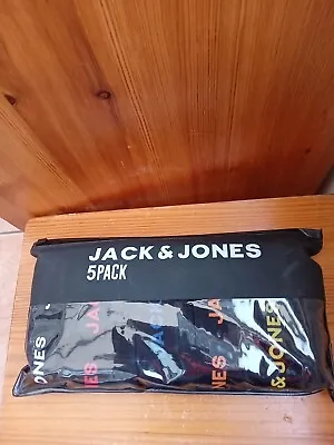 Jack & Jones Jachuey 5 Pack Cotton Stretch Trunks Boxers Black Multi XXL New • £14.99