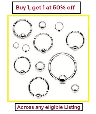 Captive Bead Ring Nipple Bar Eyebrow Tragus Septum Ball Closure BCR - CBR Helix • £2.49